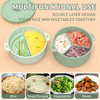 BPA-Free Double-Layer Microwave Vegetable Steamer Eco-friendly Food-Grade Silicone Cover Multi-Functional Steamer Bowl Cooker
