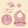 New Arrivals Custom BPA Free Kids Dinnerware Set Baby Bib Toddler Plates Bowls Silicone Sippy Cup Silicone Baby Feeding Kit
