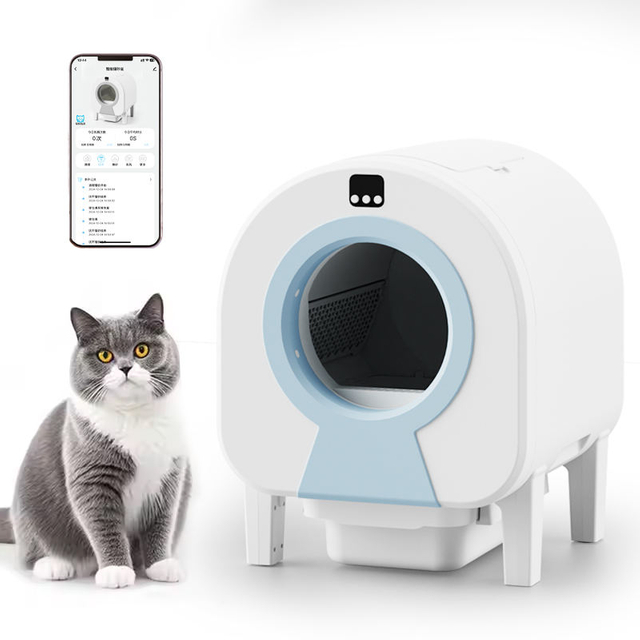 Wellfine Low Noise Wifi Remote App Control Large Electric Automatic Smart Open Top Self-Cleaning Cat Toilet Litter Box