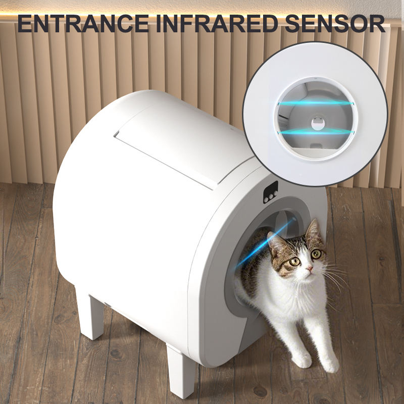 Wellfine Low Noise Wifi Remote App Control Large Electric Automatic Smart Open Top Self-Cleaning Cat Toilet Litter Box
