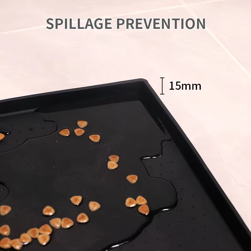 BPA Free Rectangle-Shaped Silicone Dog Feeding Mat Non-Slip and Non-Spills Pet Feeder Pad with Solid Pattern