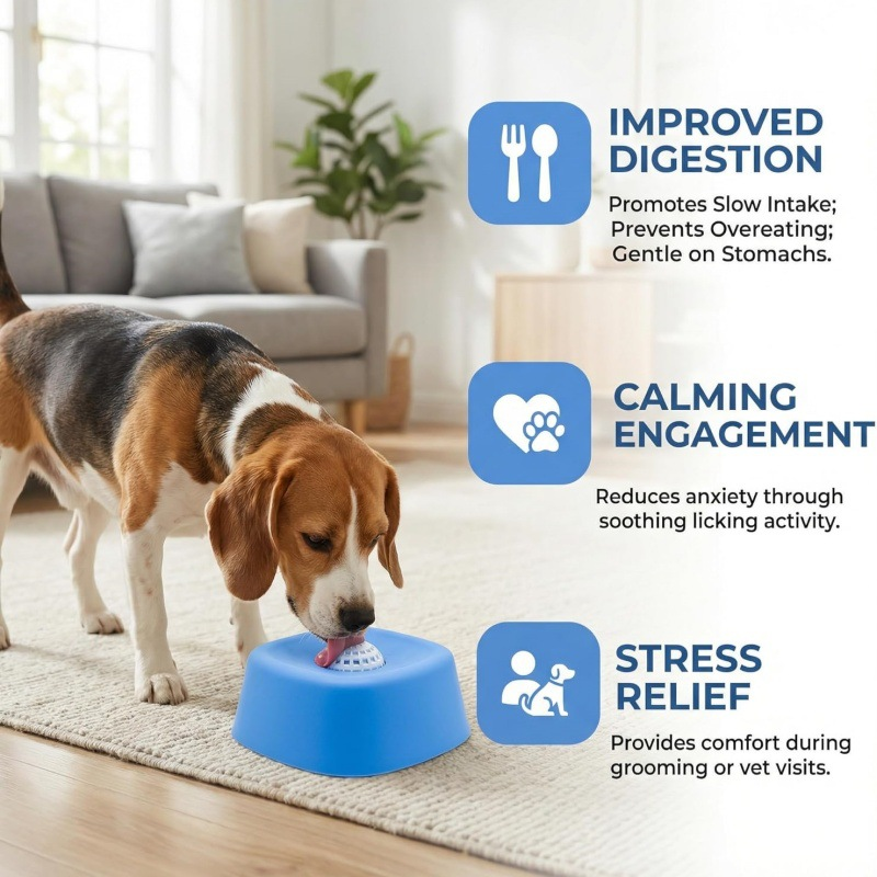 Dog Liquid Lick Bowl with Rolling Ball ABS Material Slow Feeding Non-Slip Personality Solid Pattern