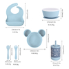 BPA Free Toddler Silicone Baby Feeding Supplies Snack Food Dinnerware Silicone Cup Bib Suction Plate Bowl Spoon and Fork Set