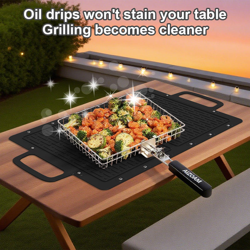 Factory Custom Fireproof Outdoor Portable Grill Fire Pit Under Felt Non Stick Rubber Grill Floor Barbecue Braise Mat