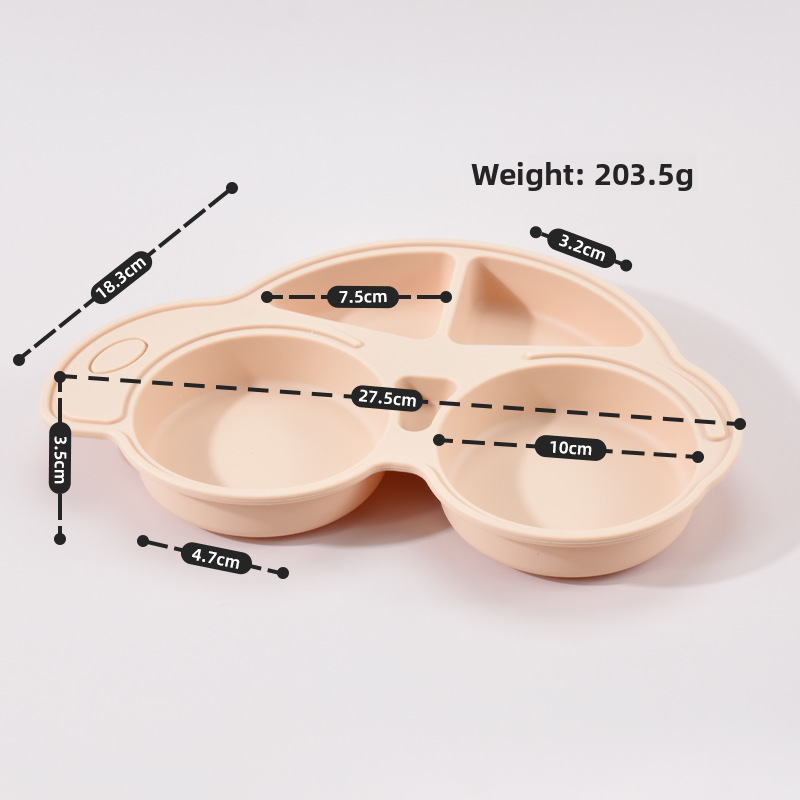 Baby Silicone Food Divided Plate Suction-Capacity Dining Tableware for Children's Practice Applications