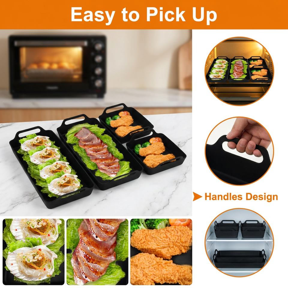 4-Piece Silicone Square Box Baking Pan for Barbecue Bread & Cake Microwave & Dishwasher Safe for Home Kitchen Use