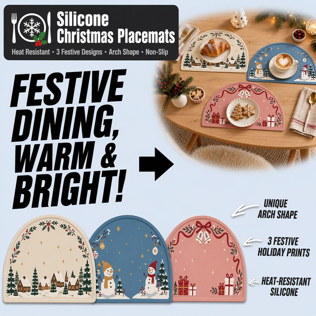 Silicone Christmas Placemat - Waterproof Non Slip Table Mat
