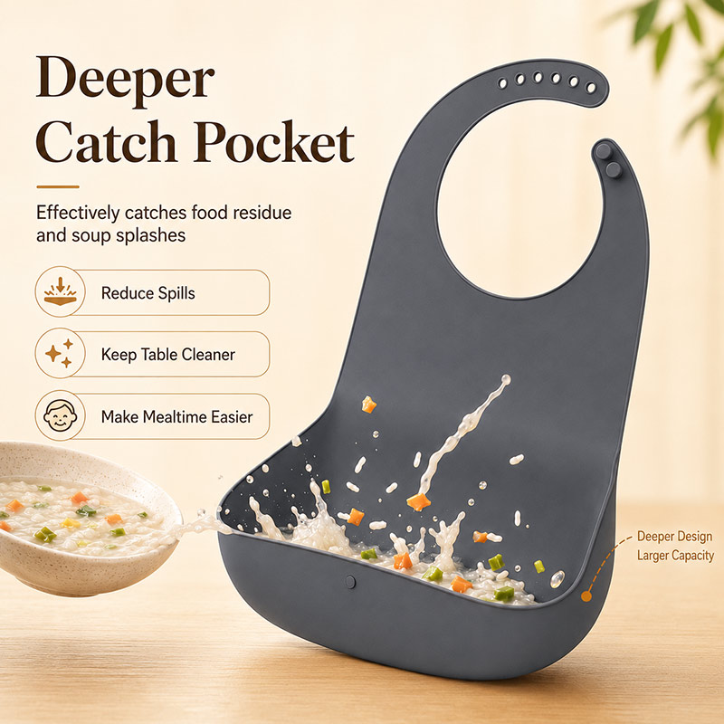 Silicone Adult Bibs for Elderly - Waterproof Crumb Catcher