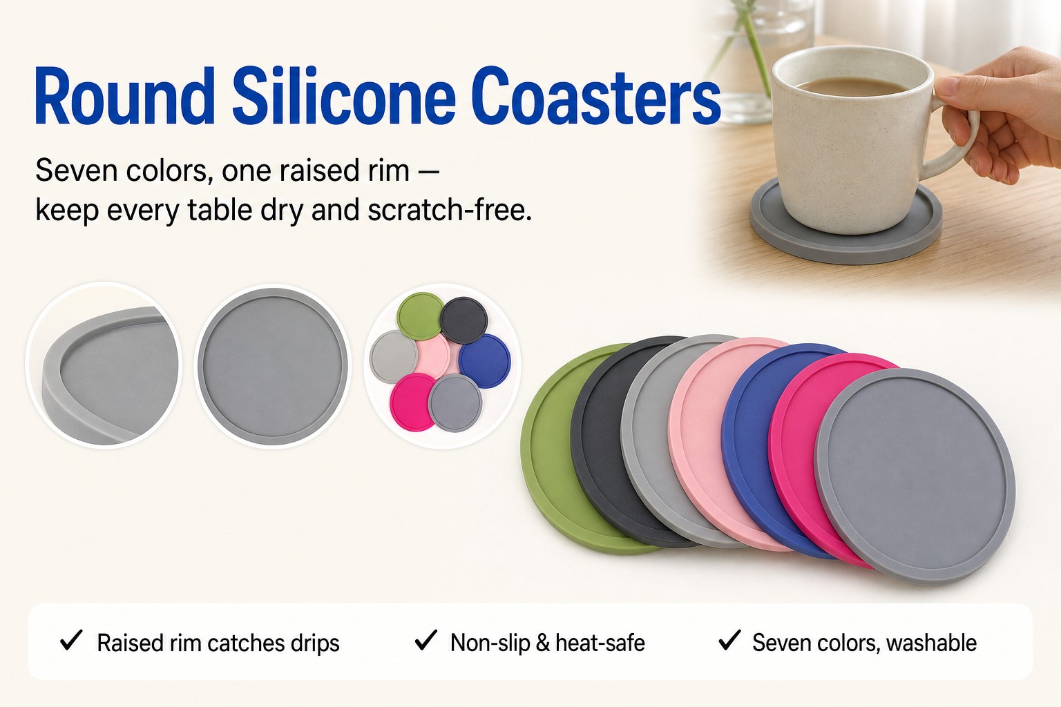 <p><b>Silicone Coasters for Cleaner, Better-Protected Tables</b></p> <link href="https://fonts.googleapis.com/css?family=Inter" rel="stylesheet" type="text/css" />