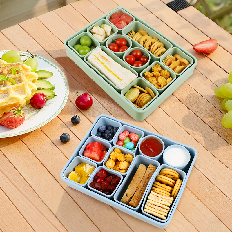 Silicone Kids Lunch Box - Divided Snack Container, Portable