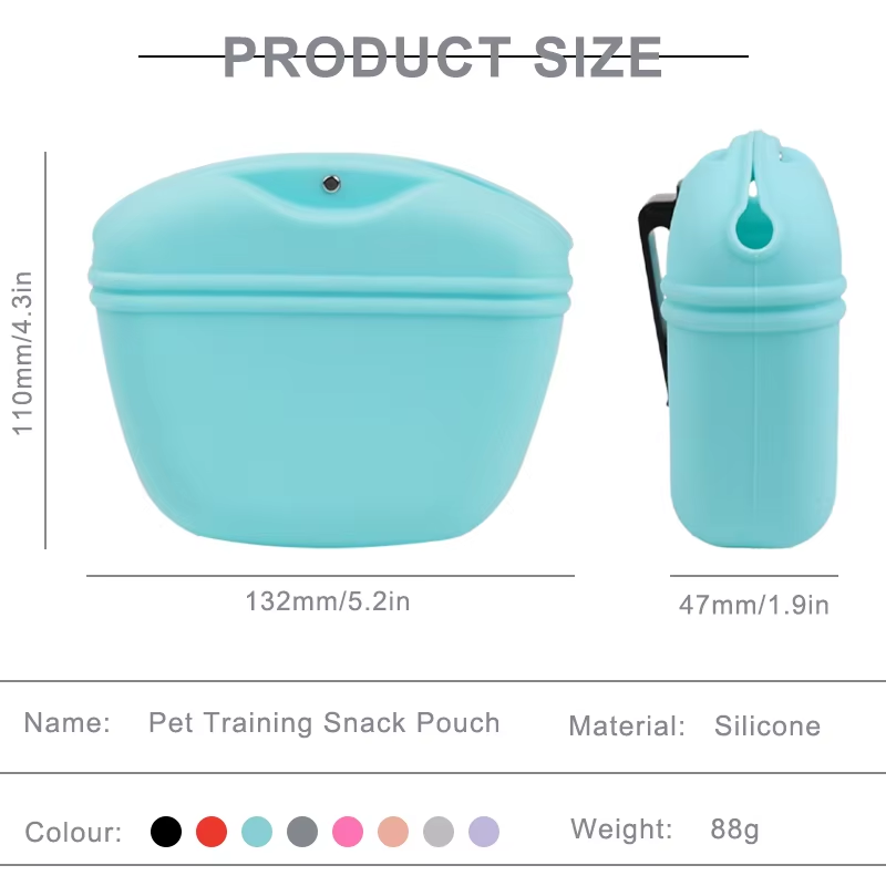 Silicone Dog Treat Pouch - Magnetic Closure with Waist Clip