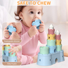 Silicone Baby Stacker Toy Set - Soft Castle Blocks Teether