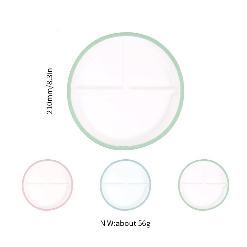 Wellfine Ceramic Dinner Plate Microwave Safe Porcelain Kids Tableware Ceramic Baby Plate With Silicone Suction