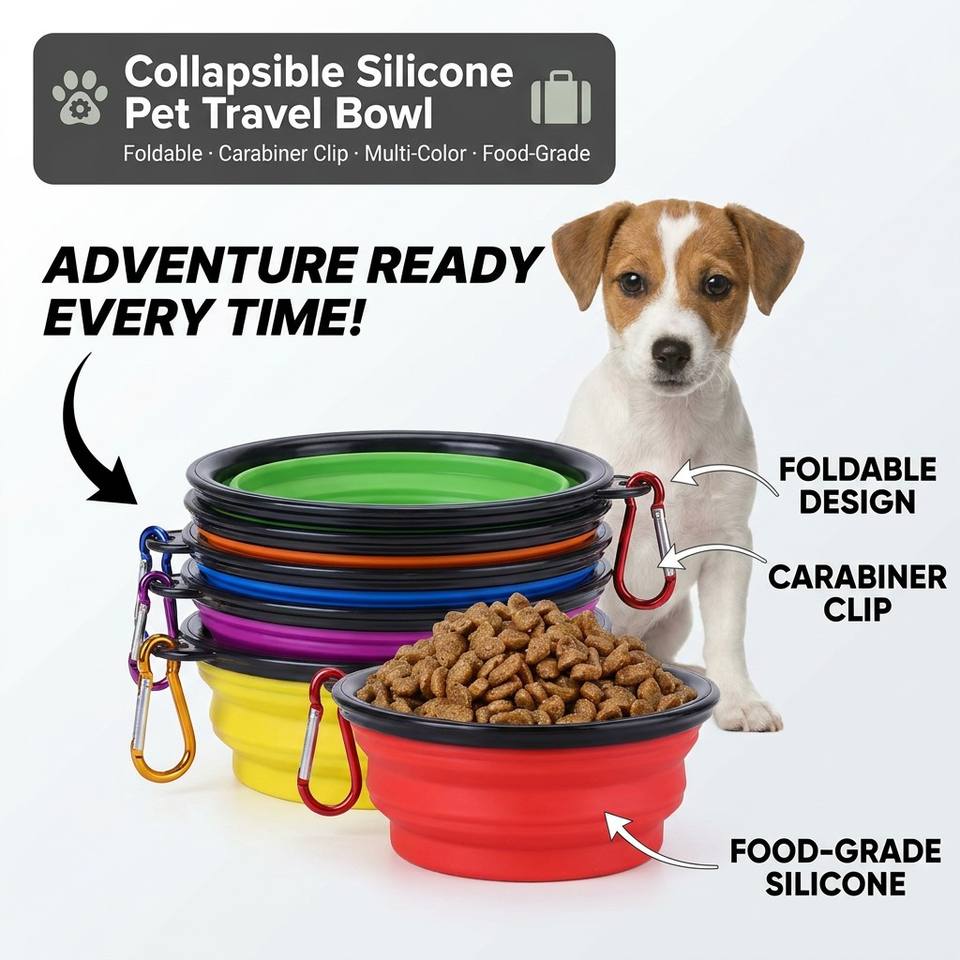 Bol pliable pour animaux de compagnie, Logo personnalis&eacute;, bols pliables en Silicone pour chiens, bols pliables pour animaux de compagnie, voyage