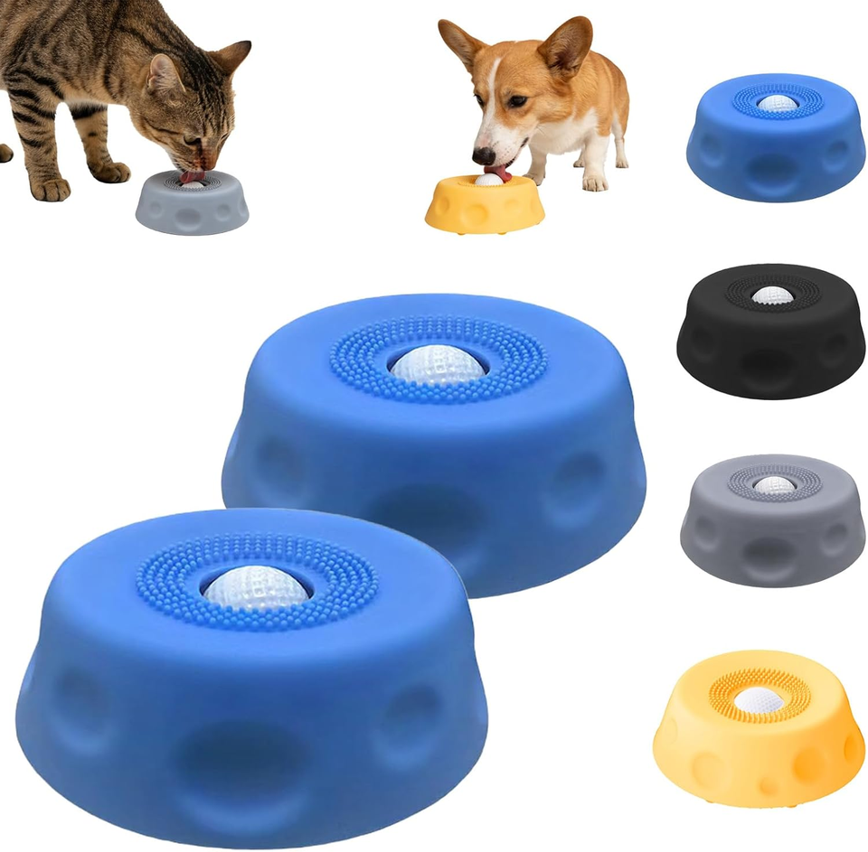 Solid Pattern Silicone Pet Lick Bowl Eco-Friendly Automatic Slow Feeder Liquid Treat Bowl for Dogs Slow Eating