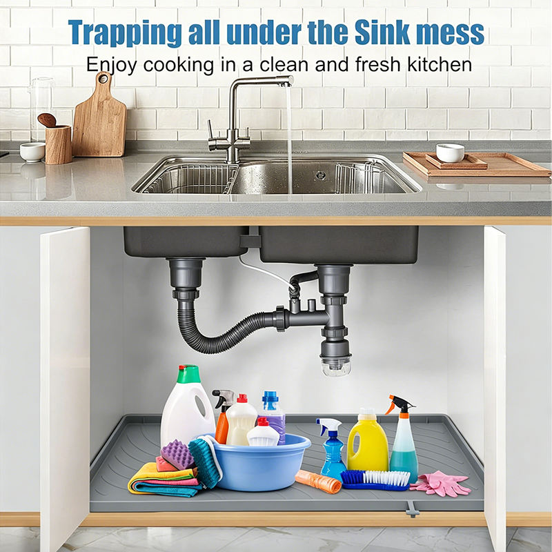 Large Premium Waterproof Silicone Drip Tray Liner Silicone Kitchen Cabinet Water Leak Protection Under the Sink Silicone Mat