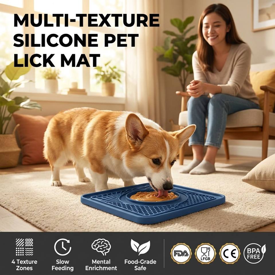 Silicone Pet Licking Slow Feeder Interactive Lick Mat Cats Dogs Portable Lightweight Eco-Friendly Non-slip Anti-choke