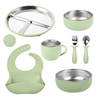 Wellfine Classic Design Children's Tableware 304 Stainless Steel Silicone Dinner Plate with Suction Cup Boxed