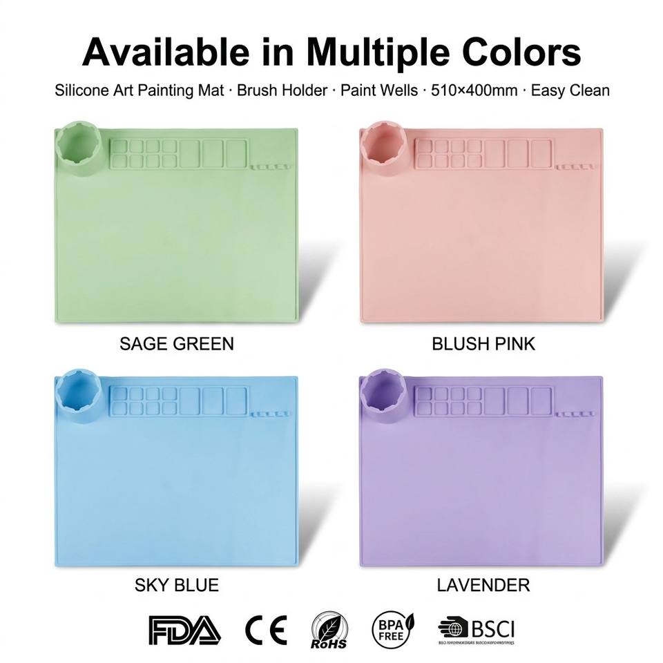 Multi-square Pigment Reserve Function Children Art Creation Silicone Oil Painting Mat