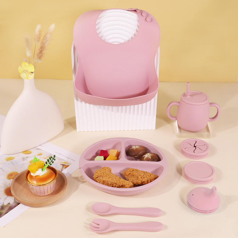 Wellfine Custom 2026 Top Seller Baby Supplies Silicone Baby Feeding Set Newborn Set Gift Baby Plate Set