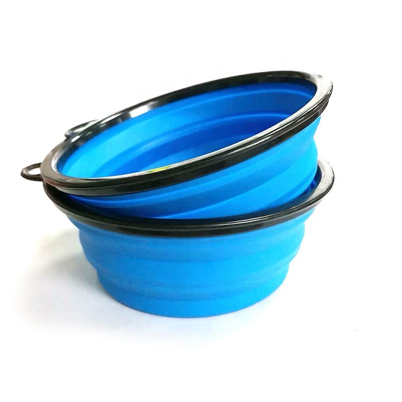 Portable Silicone Pet Bowl Silicone Slow Feeder Collapsible Sublimation Dog Bowl White Non slip Folding Dog Bowl with Lid