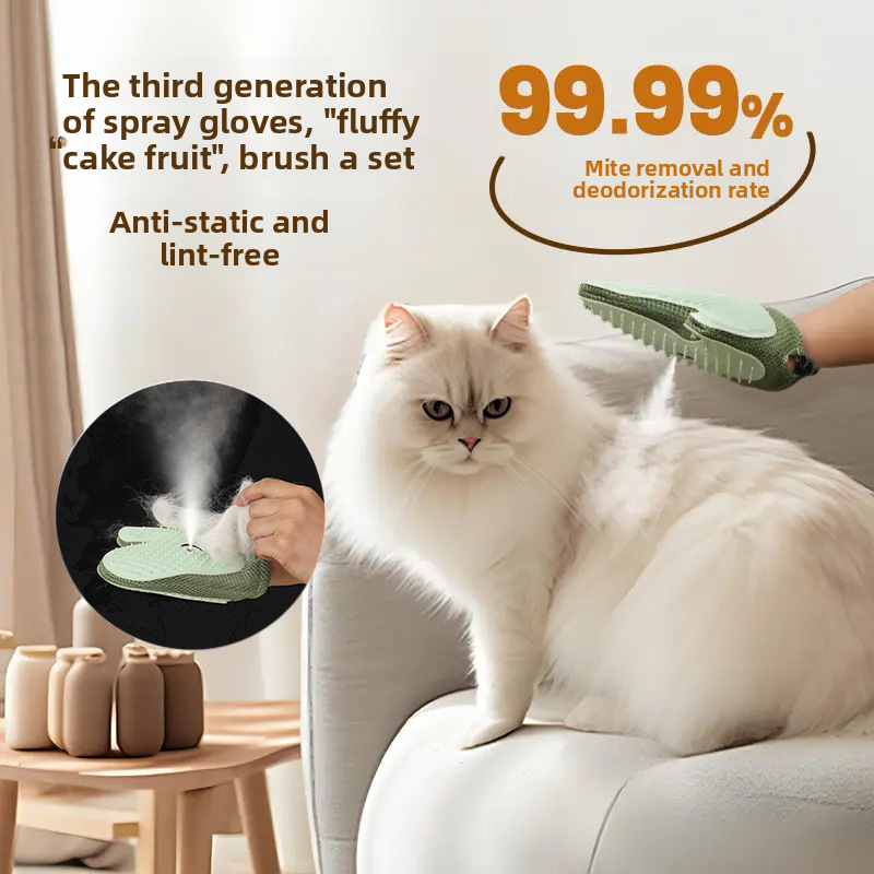 New Pet Steam Gloves Brush for Cats Dogs Hair Cleaning Pet Grooming Double-sided Cat Hair Removal Gloves Steam Brush