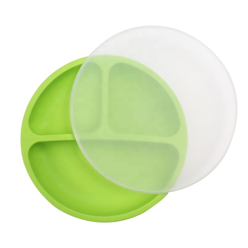 Wellfine Suction Cup Toddler Plates with Suction Custom Baby Plates Silicone with Spoon and Fork