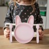 Custom Logo Bunny Rabbit Silicone Baby Feeding Set Manual Driven Plate for 0-12 Months Baby