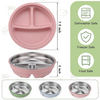 New Arrivals 2-in-1 Stainless Steel Silicone Shell Baby Toddler Bowl Divided Dishwasher Safe Weaning Dish Removable Suction