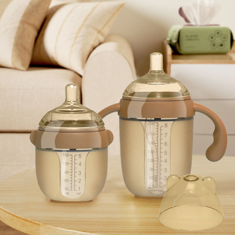OEM Factory Custom BPA-Free Silicone Baby Feeding Bottle Set 150ml Capacity with Printed Pattern for 0-12 Months