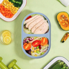 Portable Kids Bento Lunch Box BPA-Free Silicone Food Grade Storage Container with 2 Compartment