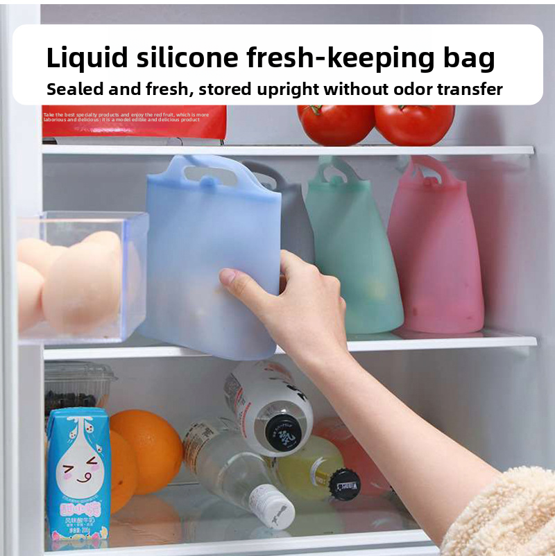 Eco-Friendly Reusable Silicone Food Bags Set Stand-Up Pouch Zipper for Fresh Storage Fridge Freezer for Kitchen Snack Storage