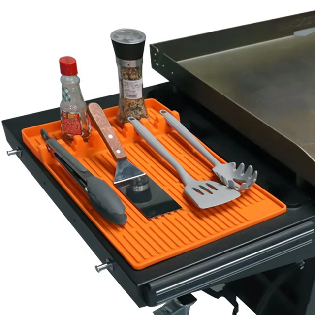 Wellfine Silicone Griddle Tools Mat BBQ Caddy Utensils Holder Cooking Countertop Spatula Mat
