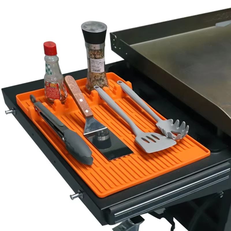 Wellfine Silicone Griddle Tools Mat BBQ Caddy Utensils Holder Cooking Countertop Spatula Mat
