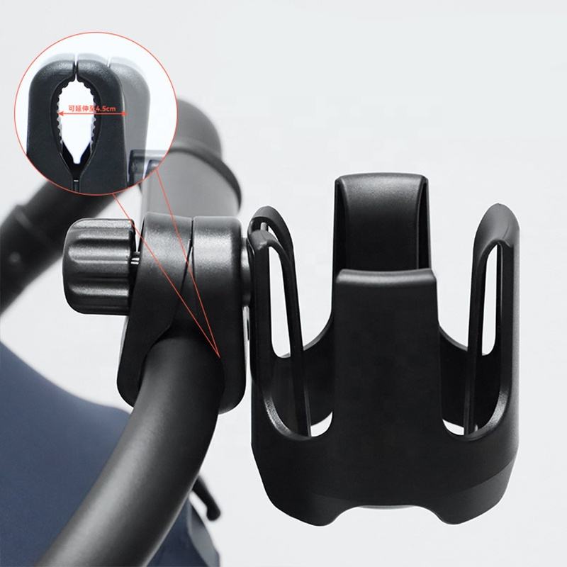 Wellfine New Universal Pushchair Stroller Cup Holder for Pram Stroll Rack Bottle Organizer 360 Rotatable Cup Holder