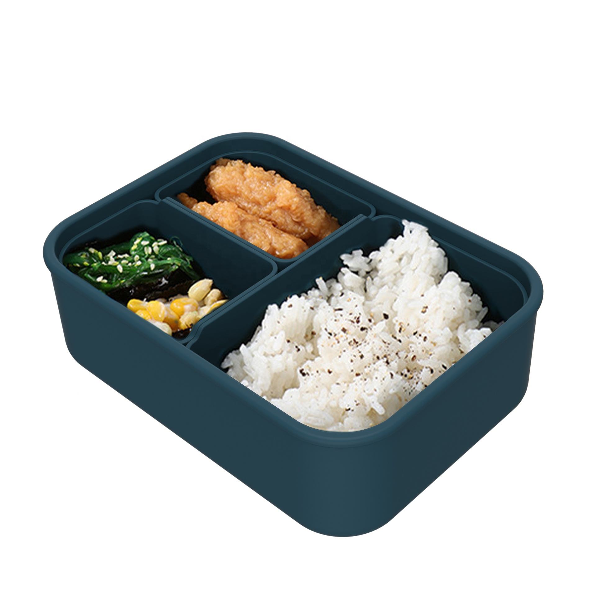 Wholesale Food Grade Removable Silicone Lunch Box Leakproof School Bento Lunch Box Microwaveable Easy to Clean