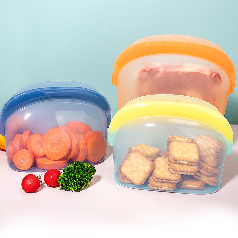 Wholesale BPA Free Eco Friendly Kitchen Fresh-Keeping Leakproof Reusable Storage Container Silicone Food Storage Bag