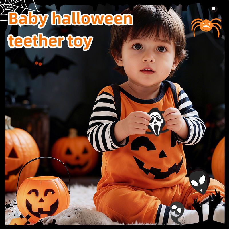 Juguete suave unisex de Teether de la calabaza de Halloween de la salud del silic&oacute;n del OEM del nuevo estilo para los ni&ntilde;os