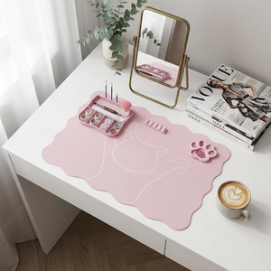 Foldable Pink Pattern Double-Sided Nail Art Desk Pads with Custom Logo Protective Working Nail Table Mat