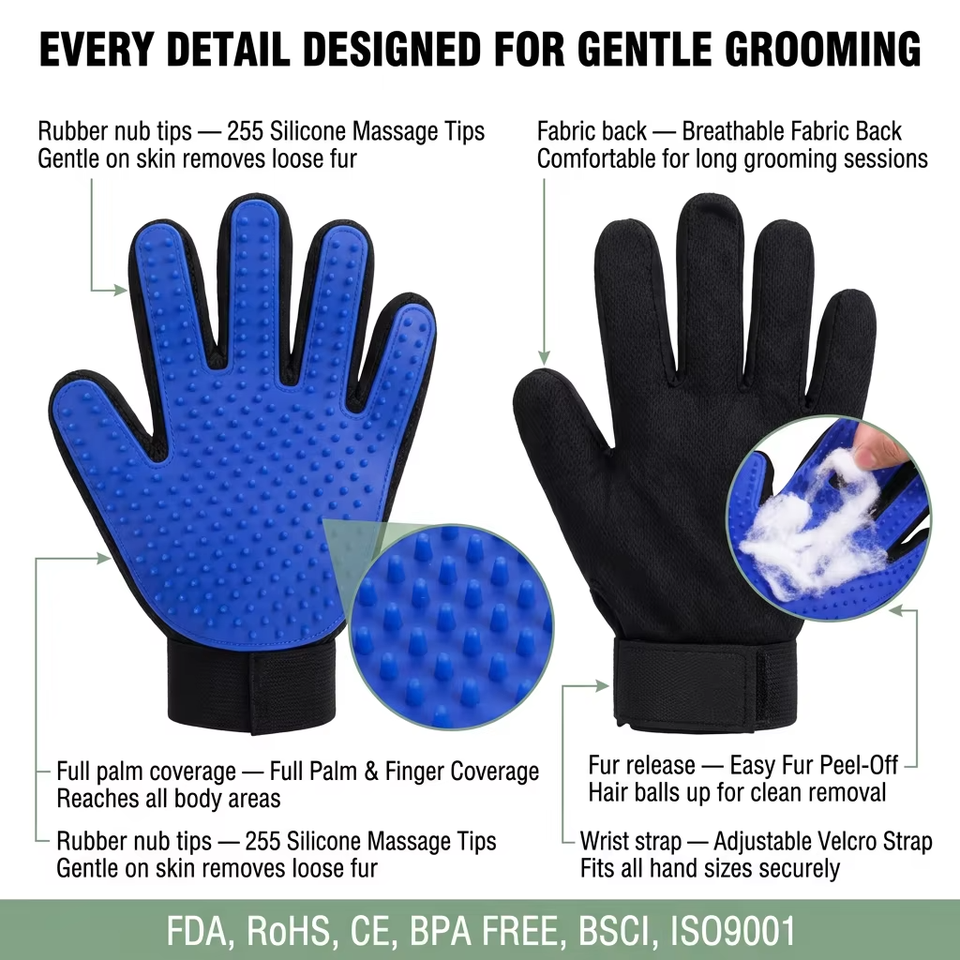 Custom Silicone Pet Hair Remover Gloves Pet Grooming Glove Guantes De Mascotas Deshedding Brush Glove