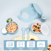 BPA Free Toddler Silicone Baby Feeding Supplies Snack Food Dinnerware Silicone Cup Bib Suction Plate Bowl Spoon and Fork Set