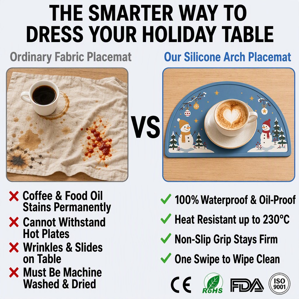 Silicone Christmas Placemat - Waterproof Non Slip Table Mat