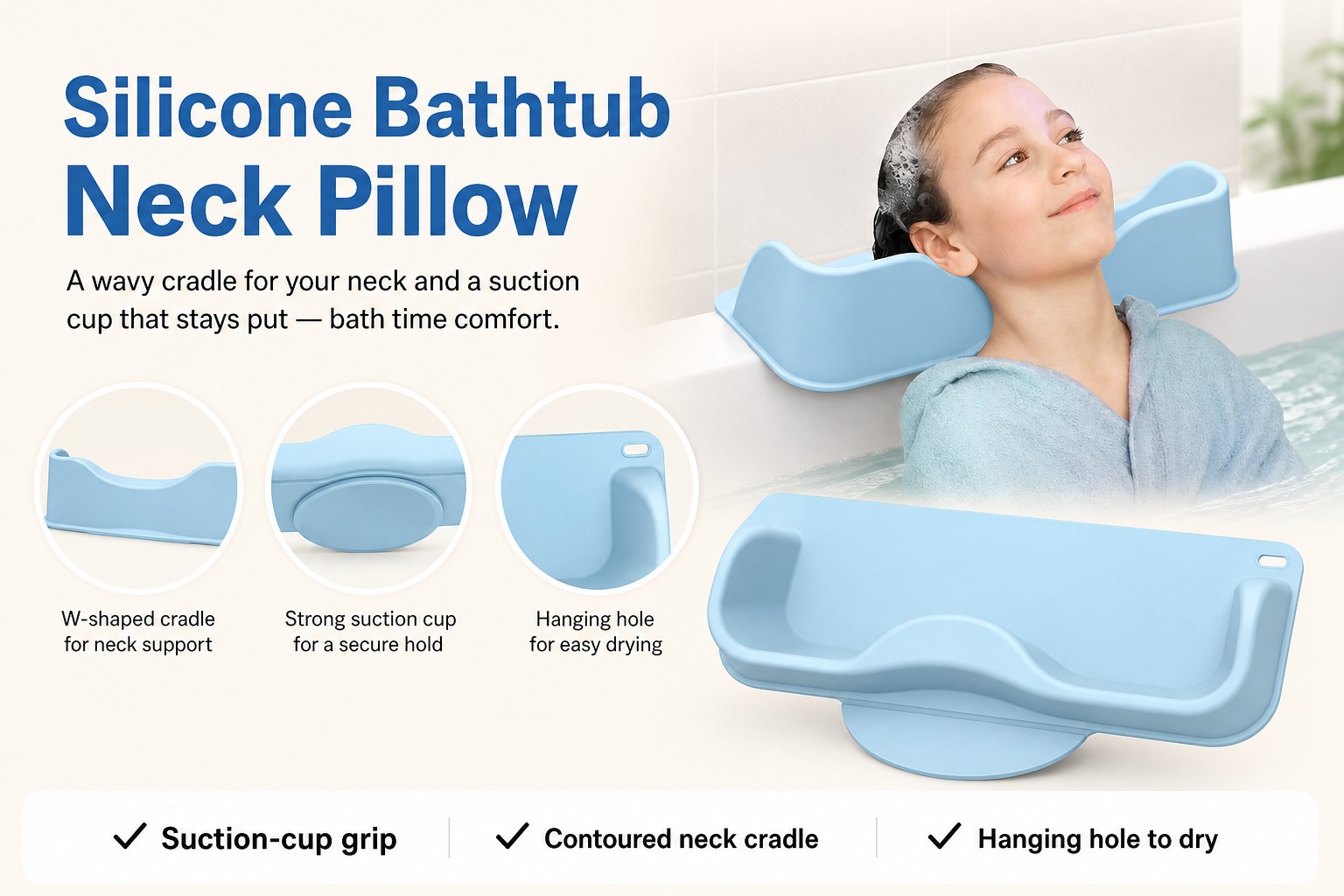 <p><b>Bath Headrest for Easier, Tear-Free Hair Washing</b></p> <link href="https://fonts.googleapis.com/css?family=Inter" rel="stylesheet" type="text/css" />