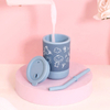 Silicone Sippy Cups for Toddlers - Spill Proof, Straw & Lid