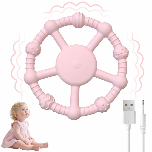 USB Vibrating Teether for Babies - Food Grade Silicone