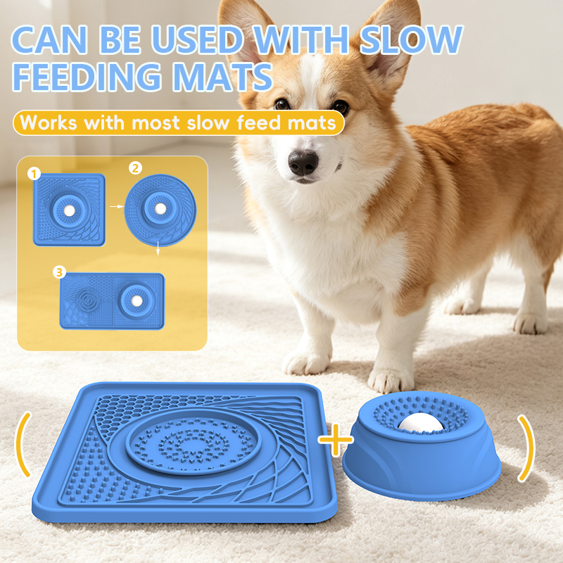 Silicone Slow Feeder Dog Bowl - Anti-Slip with Suction Cups