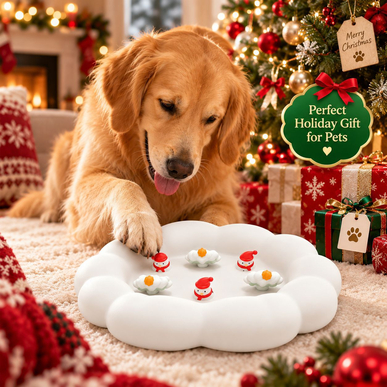 Christmas Dog Lick Mat - Silicone Slow Feeder Pad for Pets