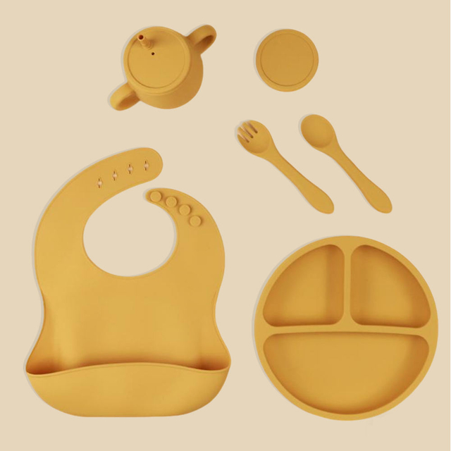 OEM ODM BPA Free Children Tableware Silicone Bowl Weaning Suction Plate Baby Feeding Toddler Feeding Set