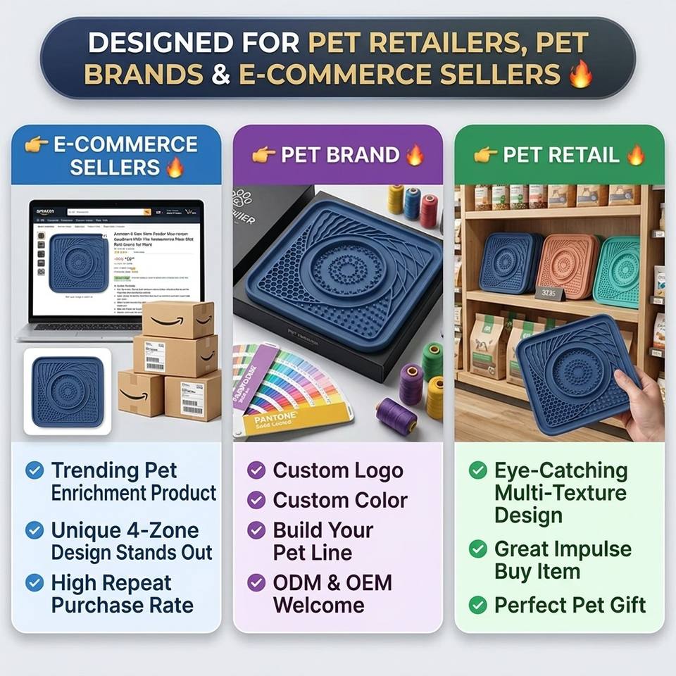Silicone Pet Licking Slow Feeder Interactive Lick Mat Cats Dogs Portable Lightweight Eco-Friendly Non-slip Anti-choke