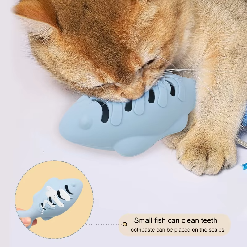 2025 新着シリコーン魚のおもちゃ猫犬ペット用品スナックミントおもちゃゴムハッピーバイト猫スティック